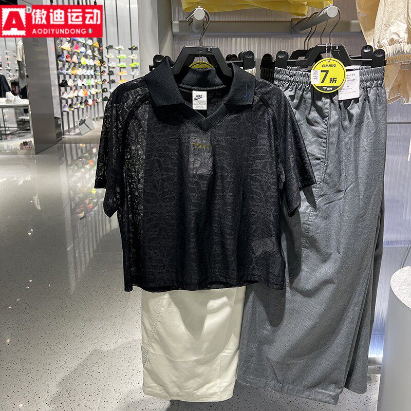 Nike耐克女装2026夏新款宽松蕾丝翻领速干透气短袖T恤 IF0521-010