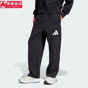 阿迪达斯加绒裤2025冬新款针织保暖休闲运动裤直筒男子长裤JF3567