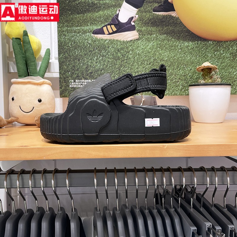 阿迪达斯三叶草女2024夏款时尚舒适运动休闲厚底凉鞋沙滩鞋IE5649