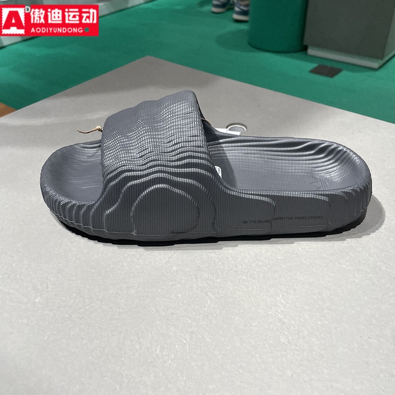 阿迪达斯三叶草男女鞋2024夏款室内外传厚底一字拖鞋沙滩鞋HP6522