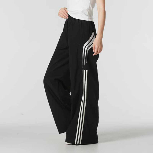 阿迪达斯女裤宽松透气三条纹长裤