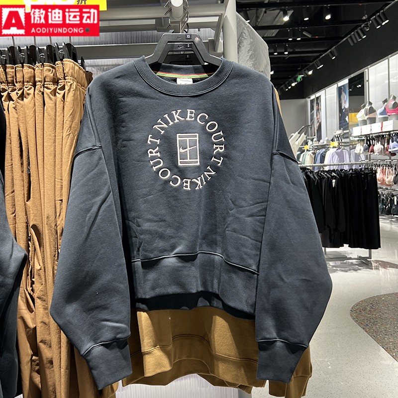 Nike耐克女装卫衣2025冬Oversize风短款加绒圆领运动衫HJ8989-010