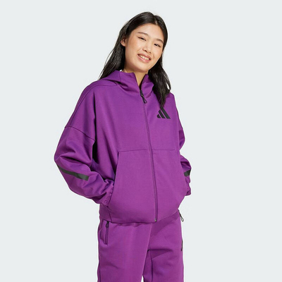 阿迪达斯女装2024冬新款保暖舒适训练运动休闲连帽外套夹克JD3990