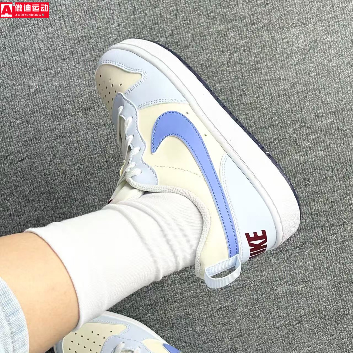 耐克Nike板鞋Court Borough 新品奶油北卡蓝大童鞋女鞋FV8120-141