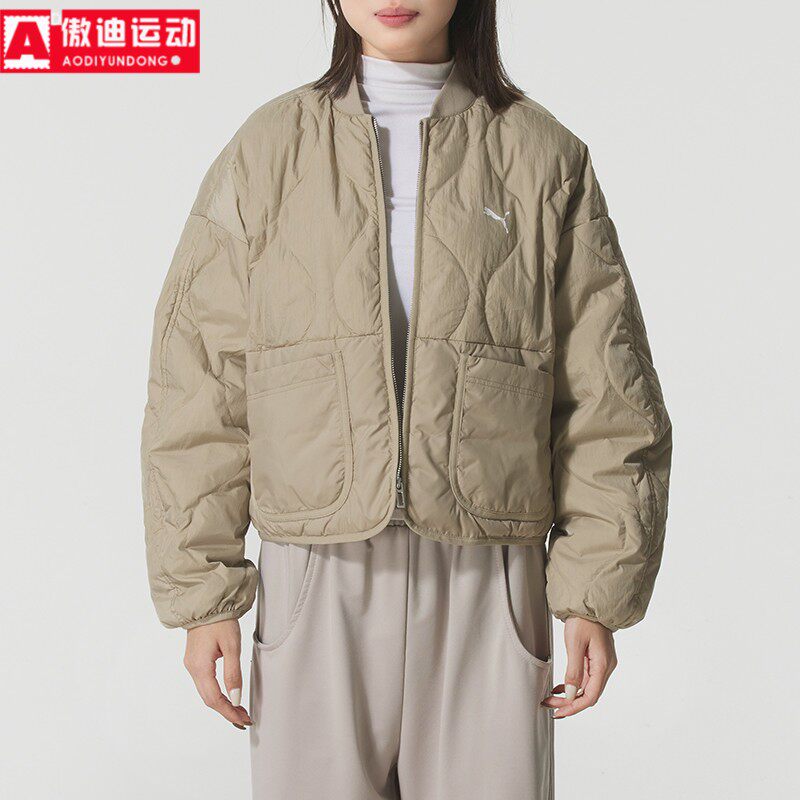 彪马女子羽绒服2025冬新款落肩宽松棒球领保暖休闲外套 635502-55