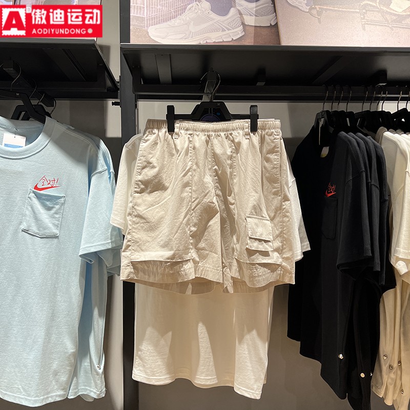 耐克2024夏季款Life男子工装裤多口袋中裤营地运动短裤FN3217-104