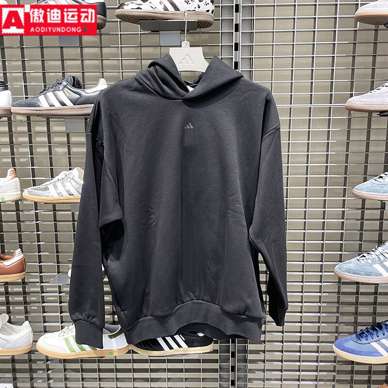 阿迪达斯男女装2025冬季新品情侣款抓绒休闲连帽卫衣套头衫JX5597