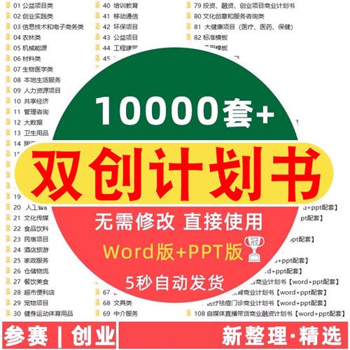 双创计划书创X业创新项目挑战杯商业企业大学生可行性研究报告资