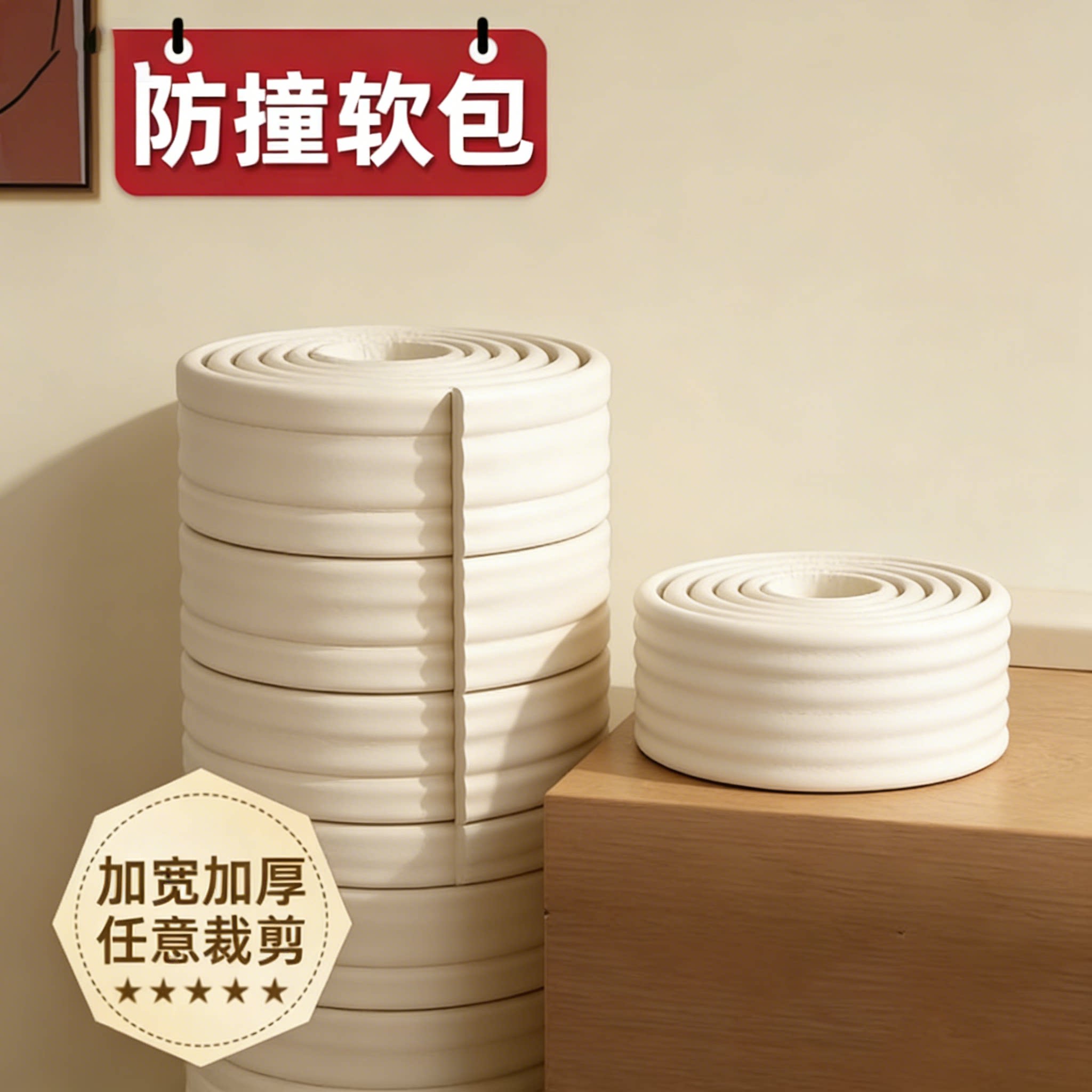 家具柜子转角防撞条防碰撞海绵泡沫保护条窗台防护条床边防撞软包