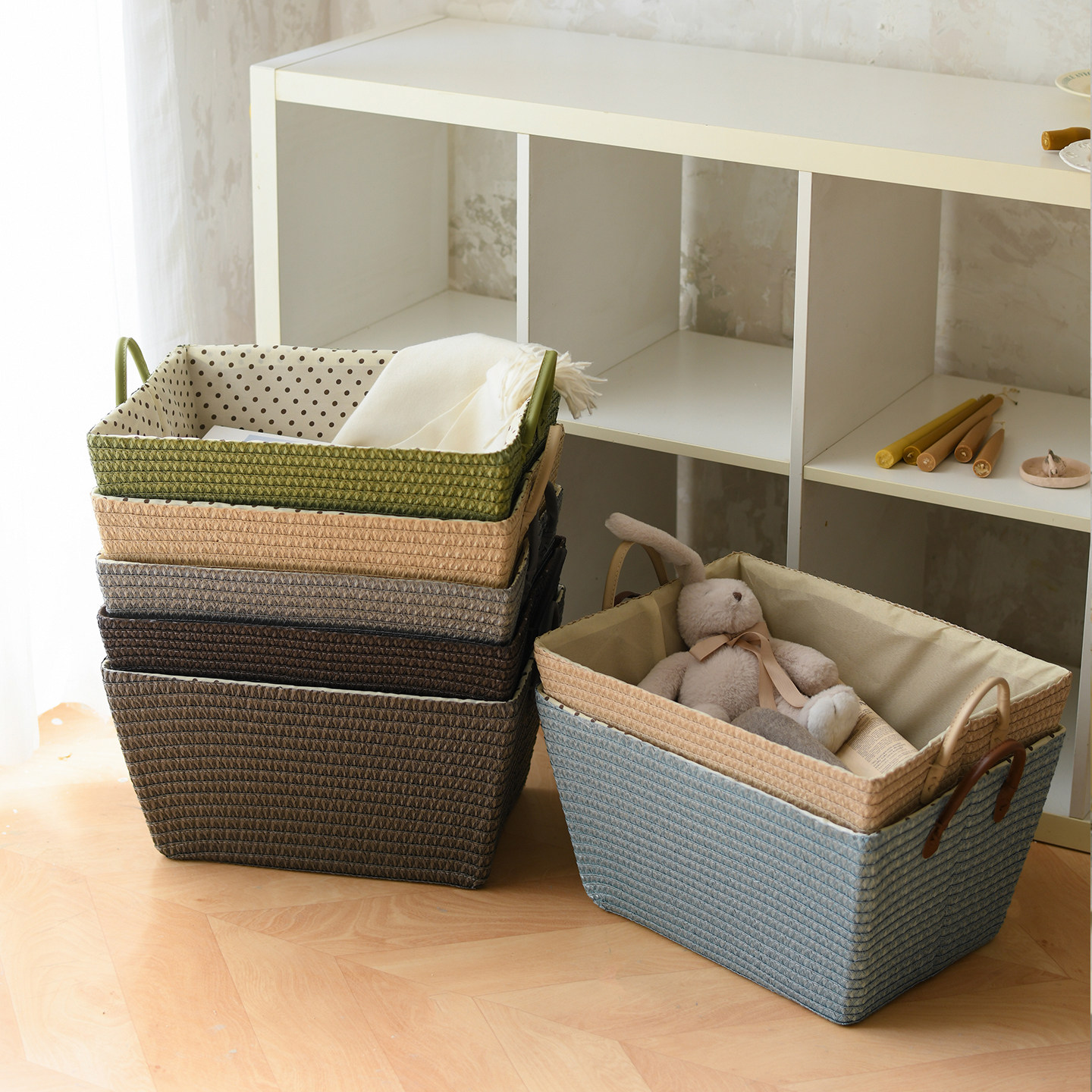 日式编织收纳筐折叠储物箱整理框子衣服筐零食玩具家用草编脏衣篮,收纳整理,收纳筐,淘宝优惠券,粉丝福利购,淘宝优惠卷