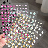 美甲贴纸2025年新款 5D浮雕立体指甲贴纸成人复古五角星装 饰品贴片