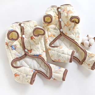 宠物泰迪比熊狗狗衣服秋冬天小型犬纯棉四脚加厚款保暖棉衣可牵引