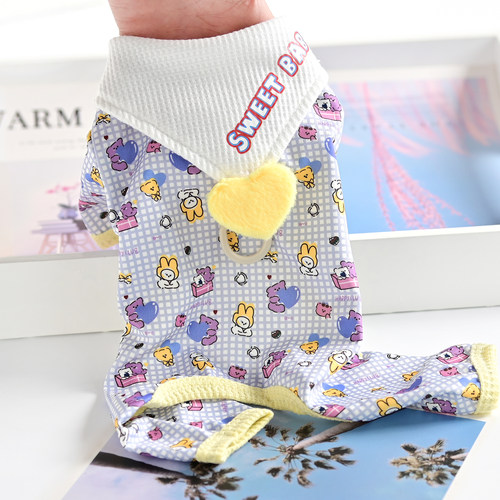 可爱宠物夏季狗狗衣服春秋装薄款小型犬泰迪比熊四脚防掉毛家居服