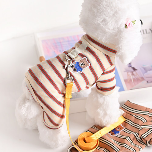 宠物狗狗四脚衣服小型幼犬可牵引泰迪比熊纯棉睡衣春秋夏天家居服