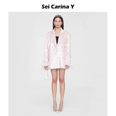 丝绒羽毛袖西装外套SeiCarinaY