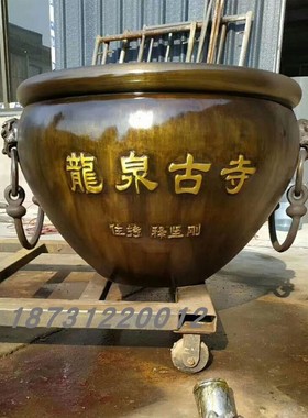 大型纯铜缸庭院铸铜养鱼铸铁缸青铜虎头荷花铜缸龙缸青铜缸