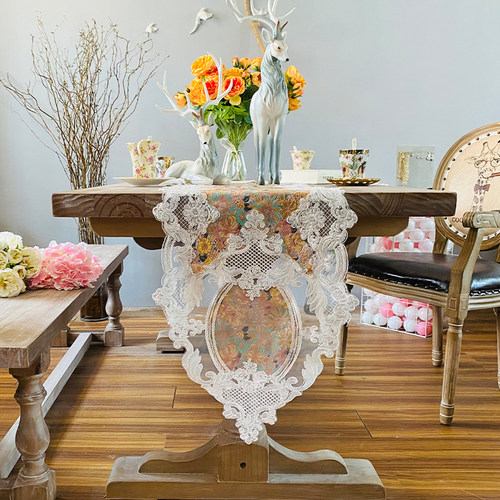 精选欧式风轻奢高端餐桌旗结婚桌布中H间长条茶桌布电视柜桌布布