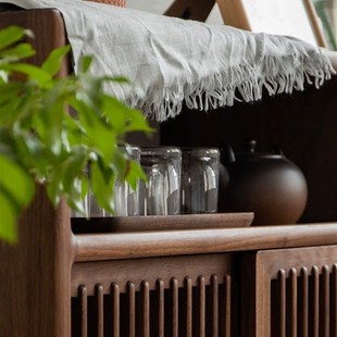 精选屿森新中式 茶室边柜实木储藏收纳柜展K示柜储物柜子置物餐边