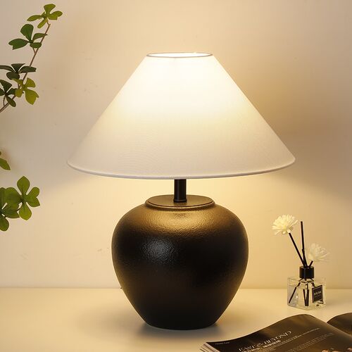 精选新中式日式侘寂风台灯陶瓷罐B复古卧室床头客厅装饰灯外贸民