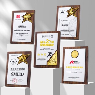 精选创新奖牌牌荣誉牌p匾木托铜牌木质订制颁奖牌定制定做奖杯