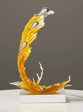 精选刺身摆盘中式创意q海浪造型艺术摆件餐厅酒店水之源海鲜姿造