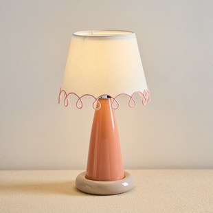 精选奶油风LOOP拼色台灯可爱少A女感北欧设计师卧室床头装 饰氛围