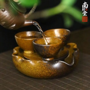 优选紫砂还原烧荷叶干泡台u可养蓄水壶承养壶垫蓄水茶托盘复古茶