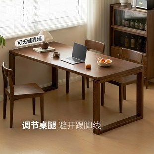 优选实木餐桌餐厅简约饭A桌家用长方形吃饭桌子黑胡桃木大