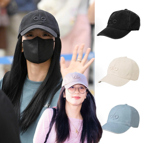 美代正品ALO Jisoo同款水洗做旧鸭舌帽牛仔布韩系休闲遮阳棒球帽