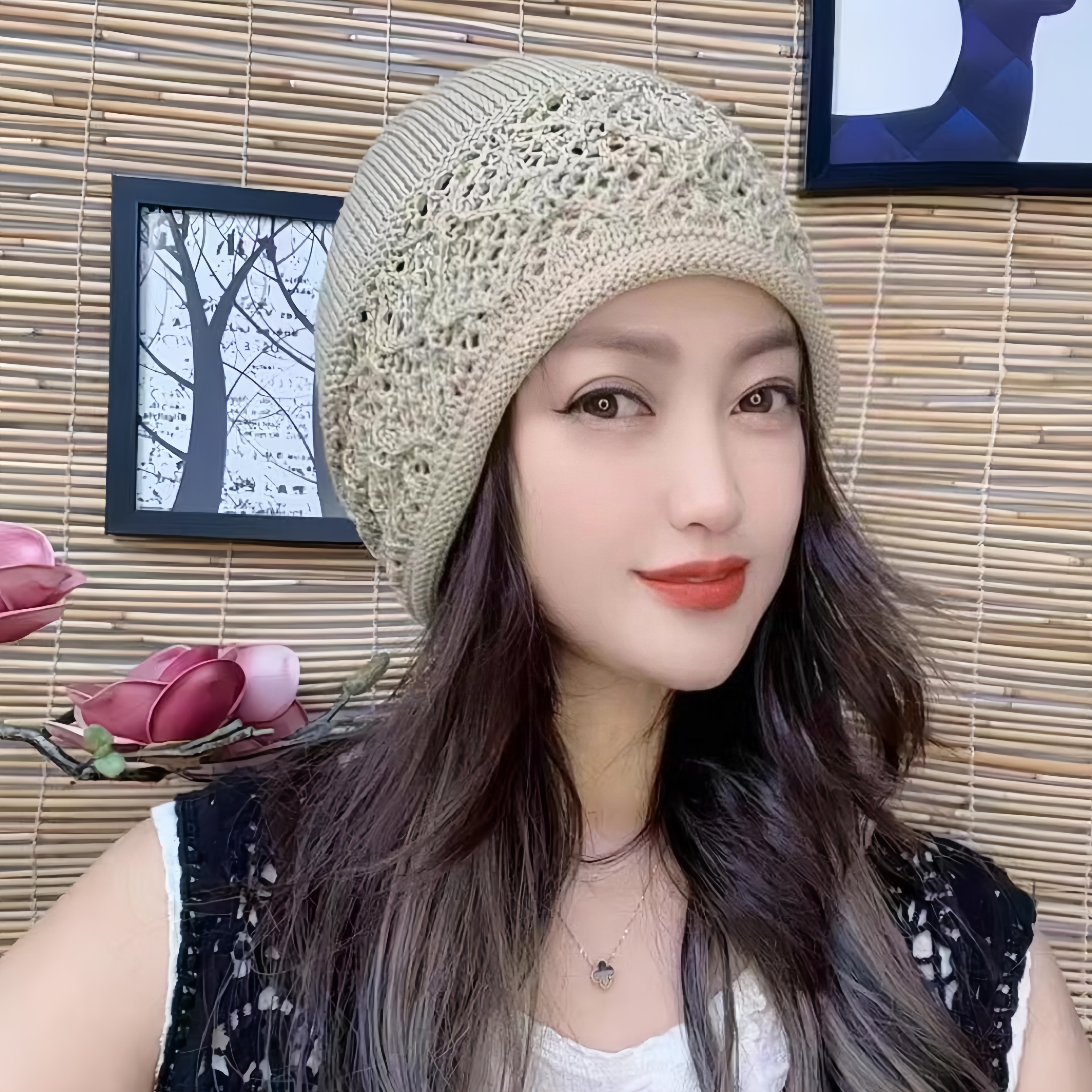 手工钩花时尚保暖包头帽