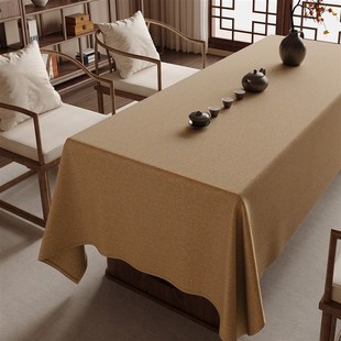 优选新中式桌布棉麻布p艺加厚中国风禅意茶桌办公室纯色长方形仿
