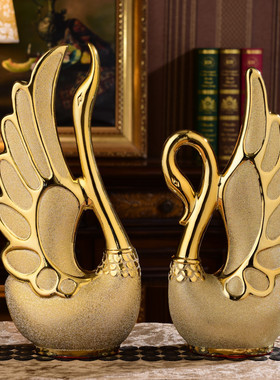 优选创意装饰天鹅摆件花r瓶陶瓷结婚礼物卧室电视酒柜现代家居欧