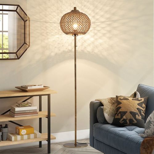 优选中式民宿落地灯简约竹t编台灯客厅沙发旁藤编灯具日式侘寂风