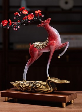 优选全铜梅花鹿摆件长辈领导送礼居酒P柜装饰品客厅玄关新