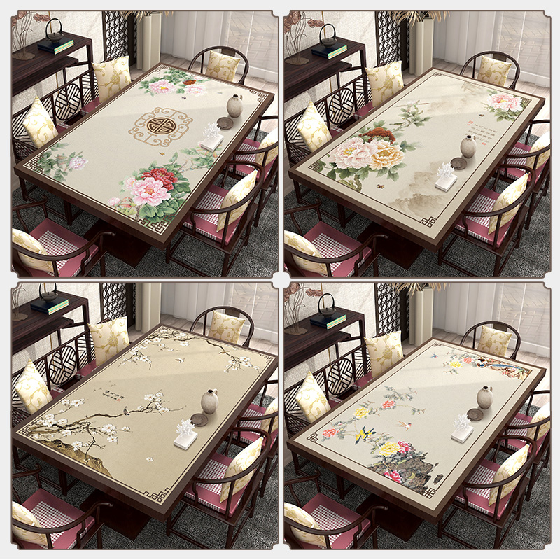 优选新中式圆f桌布防水防油防烫免洗餐桌垫酒店饭店家用圆形大圆