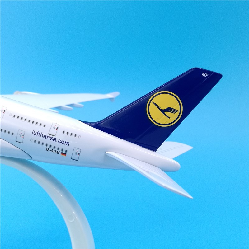 优选18cm汉莎航空A380合金材质仿真静K态飞机模型摆件国外旅游纪