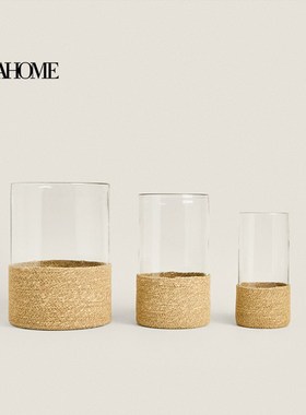 优选 欧式简约玻璃和y黄麻灯笼家居桌面装饰摆件 46331436