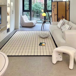 精选简约格子地毯黑白高r级轻奢客厅沙发茶几垫卧室床边地毯大面
