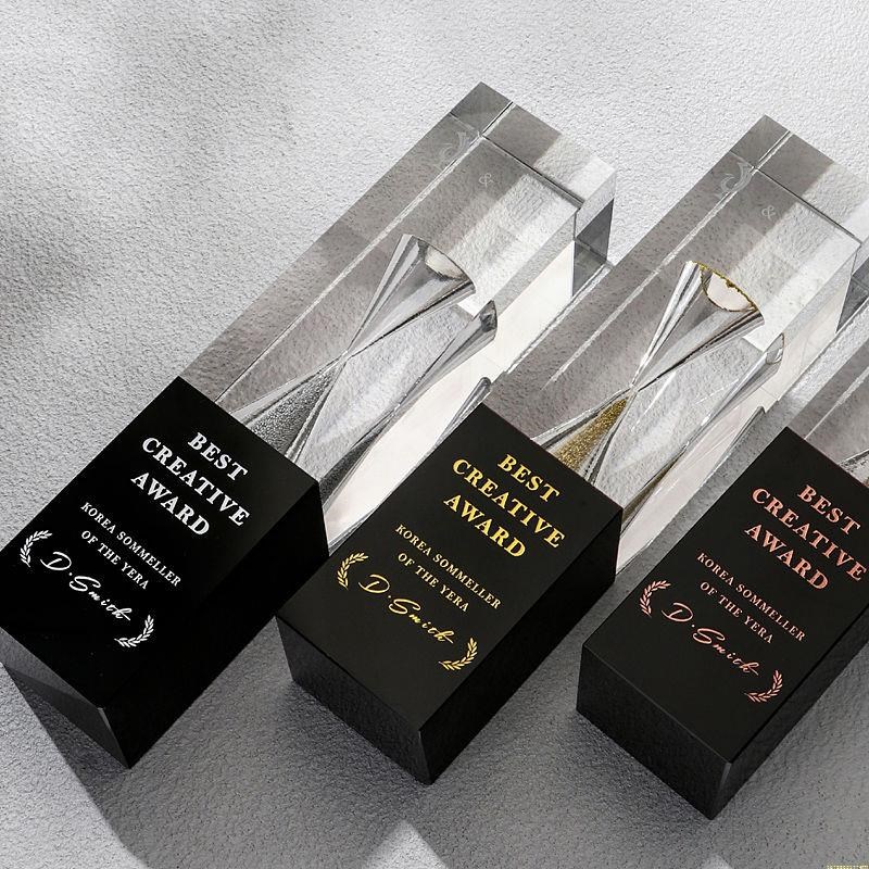 优选优选创e意沙漏水晶奖杯定制定做制作精品高档年会团队冠军优