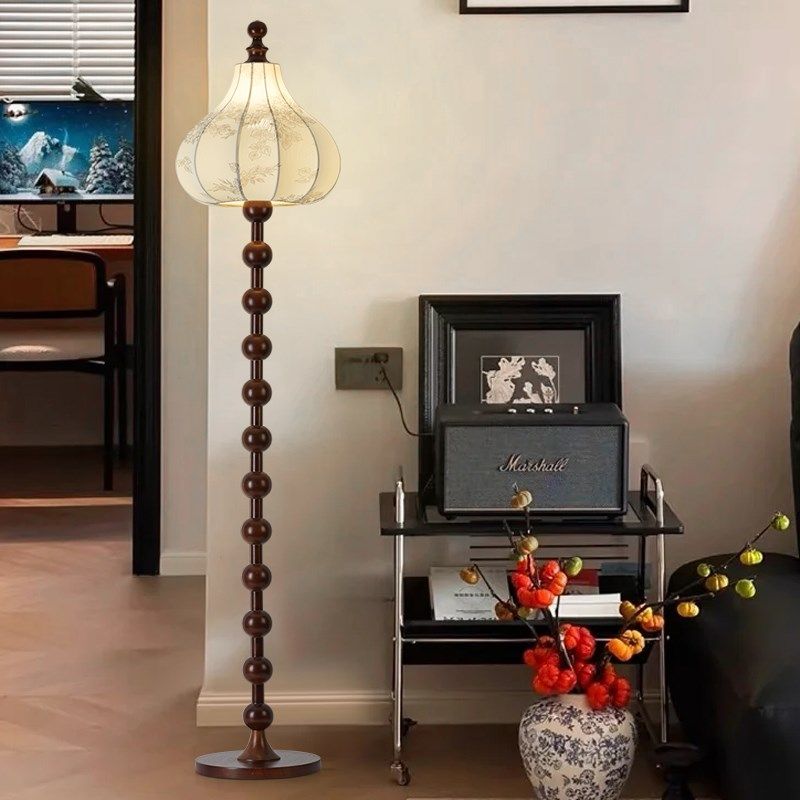 优选法式中古f实木落地灯中式客厅沙发旁装饰灯新款高级感复古卧