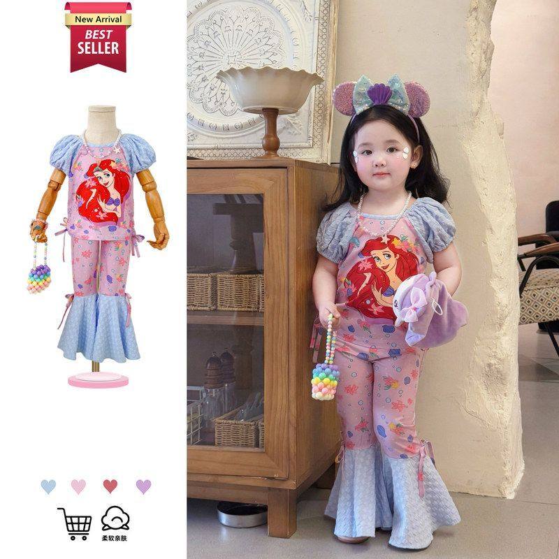 2026夏款新品美人鱼泡泡袖蝴蝶结喇叭裤俏皮可爱公主女童两件套,童装/婴儿装/亲子装,套装,淘宝优惠券,粉丝福利购,淘宝优惠卷