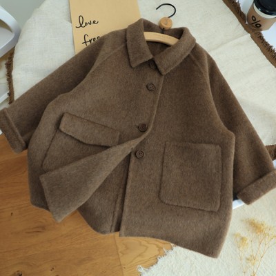 亲子翻领100%羊毛大衣