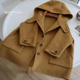 小喜自制柔软100羊毛双面羊绒手工呢大衣男童女童小个子连帽外套