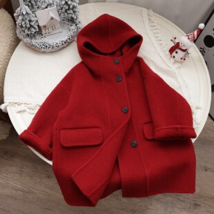【小喜自制】腔调男童女童连帽双面羊毛大衣中大童秋冬外套潮