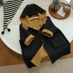 {两面穿大衣}男女童双面羊绒大衣秋冬季儿童毛呢外套2025中长新款