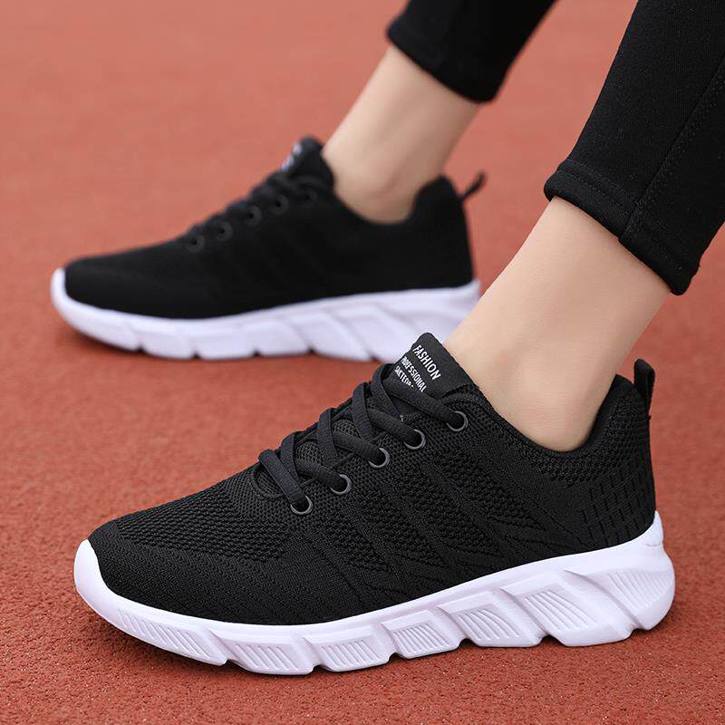 正货女鞋休闲运动鞋黑色网面透气网鞋女款跑步鞋软底轻便不累脚工