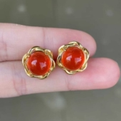 天然南红玛瑙耳钉女款 耳环耳饰送女友闺蜜生日礼物