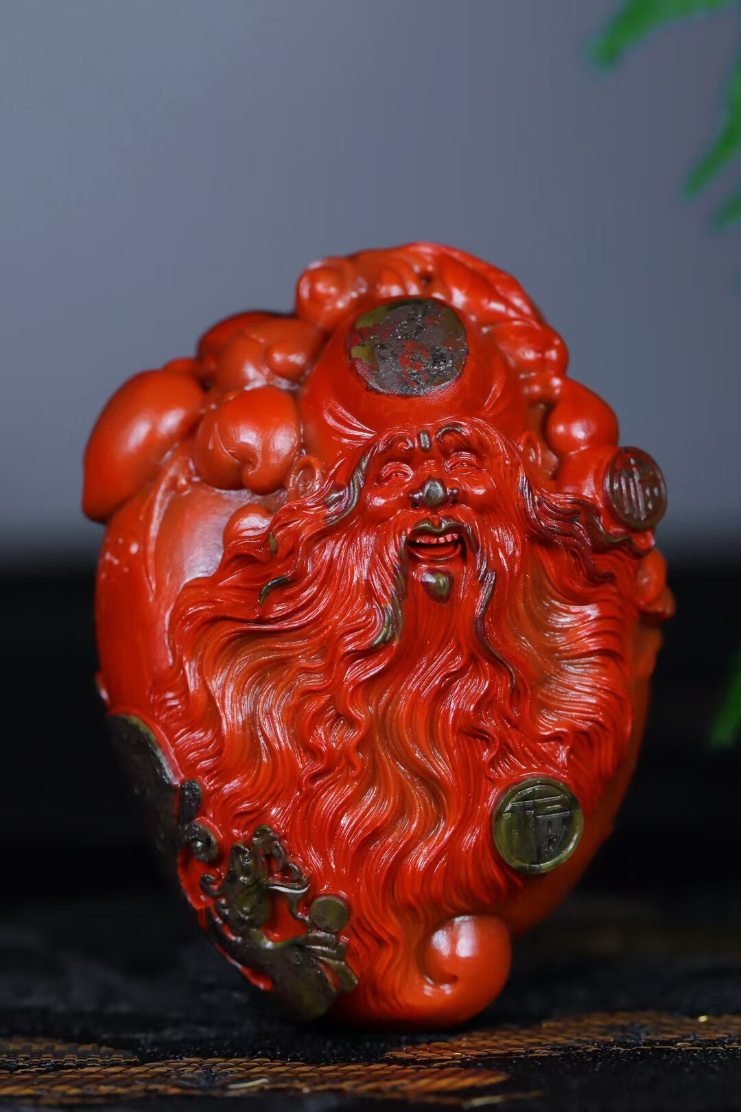 凉山南红玛瑙黄皮包浆寿星公手把件老寿星南极仙翁老人星吊坠摆件