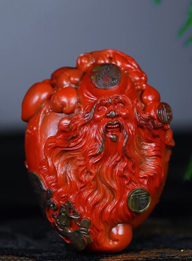凉山南红玛瑙黄皮包浆寿星公手把件老寿星南极仙翁老人星吊坠摆件