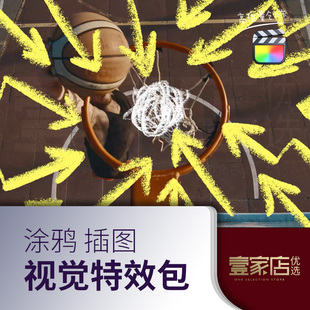 FCPX涂鸦插图插画酷炫摄影照片视频图片展示片头素材快剪模版插件